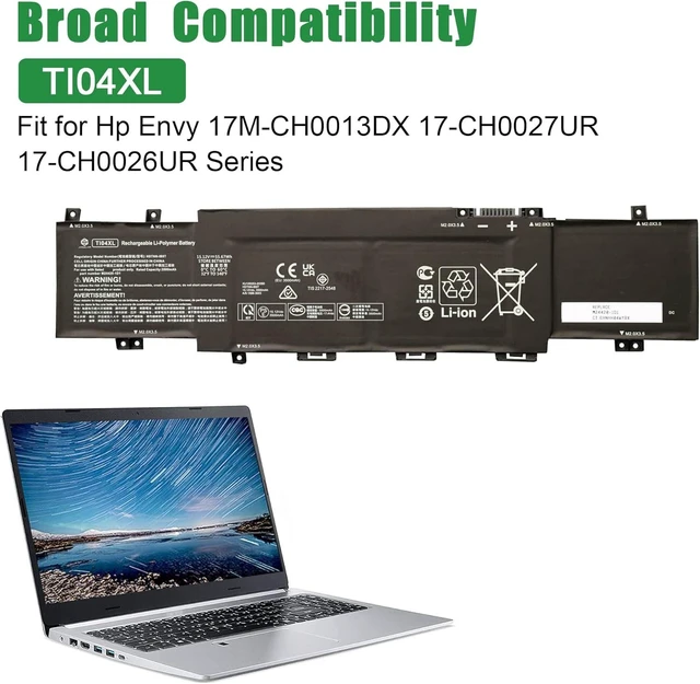 Alt view image 11 of 12 - TI04XL Laptop Battery Replacement for Hp Envy 17M-CH0013DX 17-CH0027UR 17-CH0026UR Series Notebook M24563-005 HSTNN-IB9T M24420-1D1 Black 15.12V 55.67Wh 3500mAh