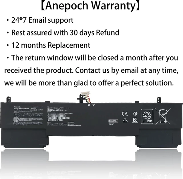 Alt view image 9 of 14 - C42N1839 Laptop Battery Replacement for ASUS ZenBook 15 UX534 UX534F UX534FA UX534FT UX563FD UX534FA UX563 UX563FD Q546F Q546FD Series Notebook Laptop 15.4V 71Wh 4480mAh
