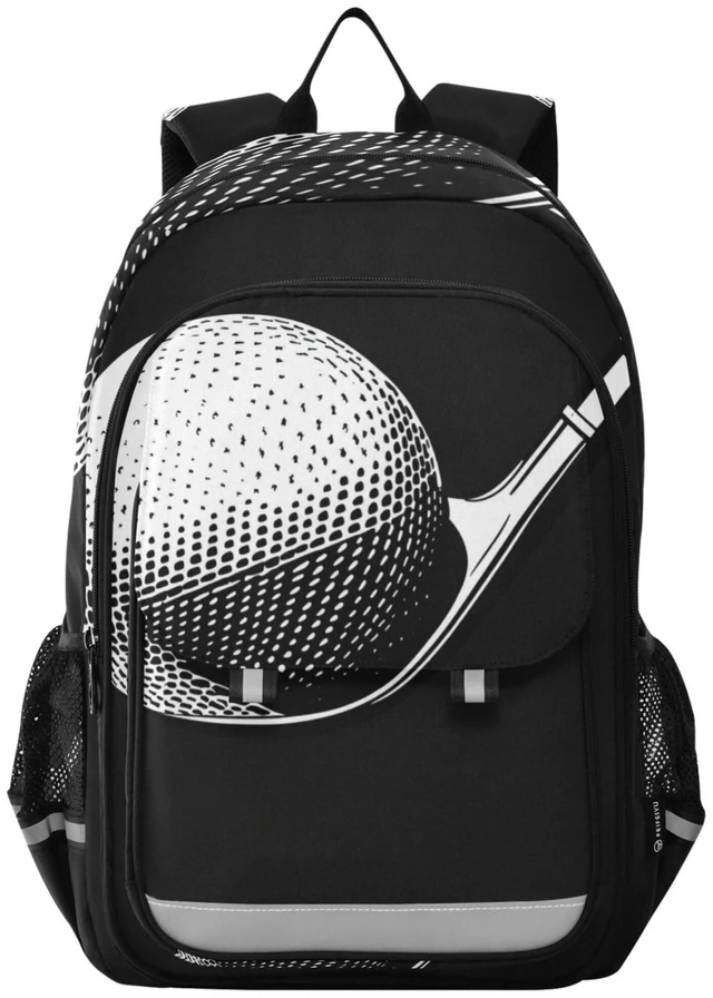 Alt view image 6 of 10 - Glaphy Golf Ball Black Backpack Lightweight Daypack Laptop Backpack School Elementary Travel Computer Bookbag