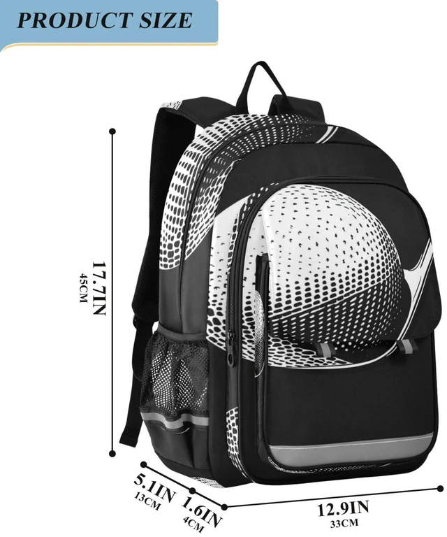 Alt view image 7 of 10 - Glaphy Golf Ball Black Backpack Lightweight Daypack Laptop Backpack School Elementary Travel Computer Bookbag