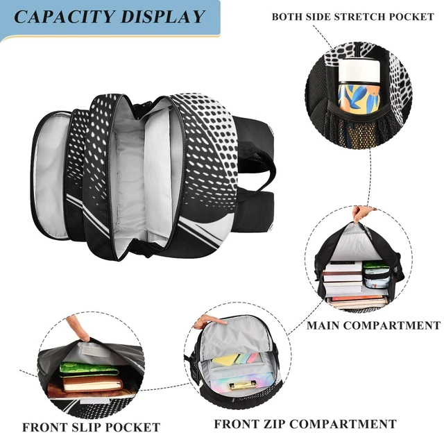 Alt view image 9 of 10 - Glaphy Golf Ball Black Backpack Lightweight Daypack Laptop Backpack School Elementary Travel Computer Bookbag