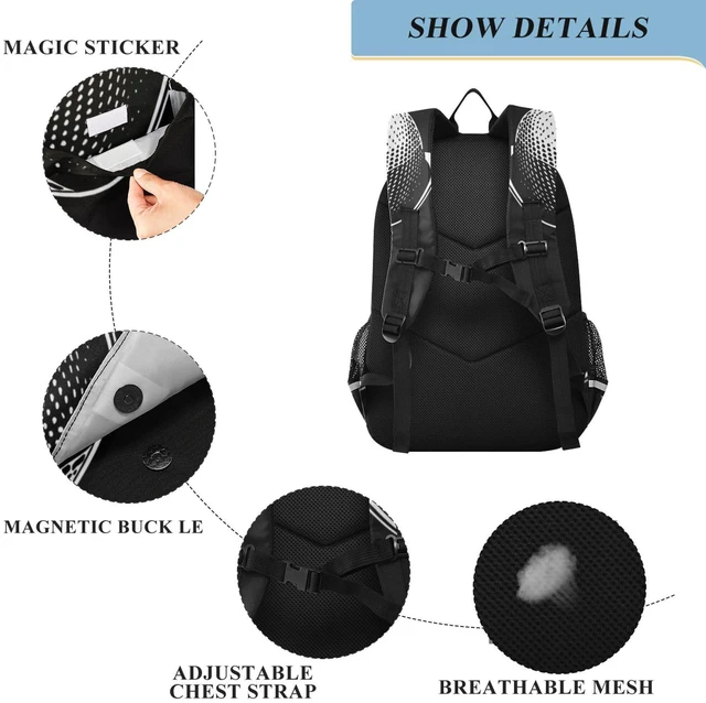 Alt view image 8 of 10 - Glaphy Golf Ball Black Backpack Lightweight Daypack Laptop Backpack School Elementary Travel Computer Bookbag