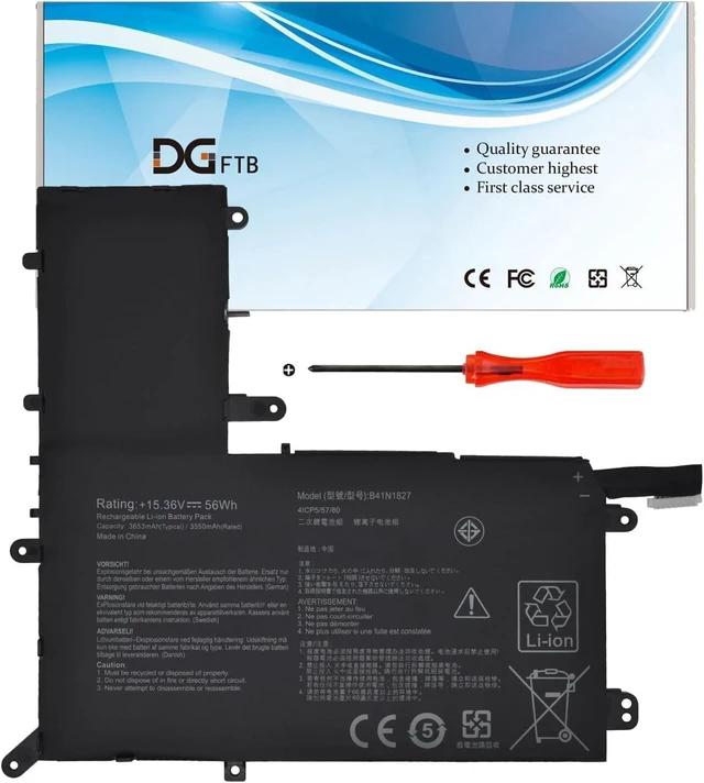Alt view image 8 of 14 - DGFTB B41N1827 New Laptop Battery for Asus ZenBook Flip 15 UX562 UX562F UX562FA UX562IA UX562FD UX562IQ UX562UG Q526 Q526F Q526FA Q526FAC Q507 Q507I Q507IQ UM562 UM562IQ B41BmE1 (15.36V 56Wh/3653mAh)