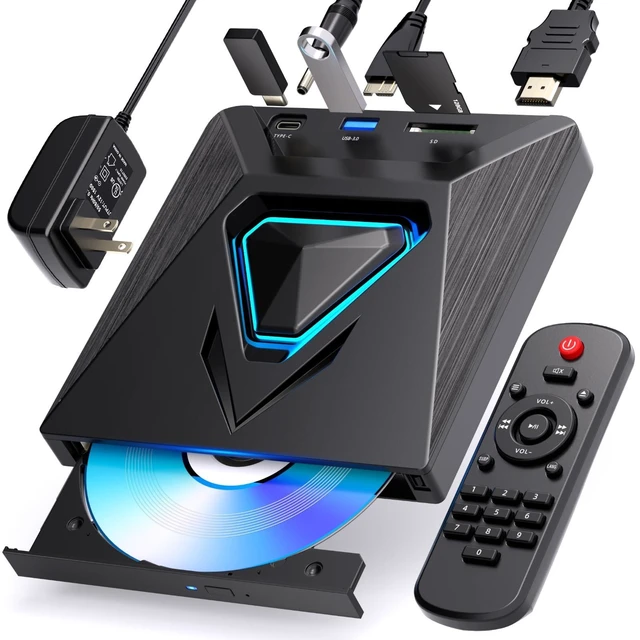 Alt view image 6 of 10 - 6-in-1 DVD Player for TV-External Mini CD/DVD Drive with HDMI AV Output, USB/TF Reader. Universal DVD Player forTV/ Monitors/PCs/Laptops, PAL/NTSC Support.player for home theater stereo system