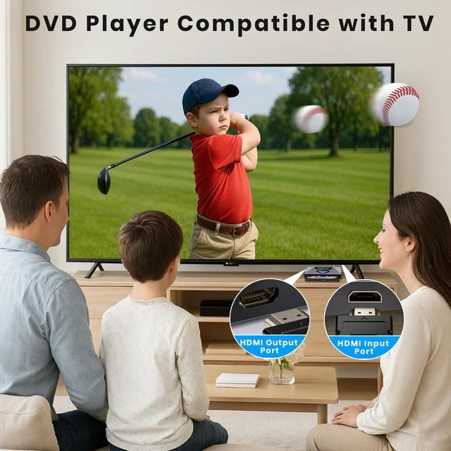 Alt view image 8 of 10 - 6-in-1 DVD Player for TV-External Mini CD/DVD Drive with HDMI AV Output, USB/TF Reader. Universal DVD Player forTV/ Monitors/PCs/Laptops, PAL/NTSC Support.player for home theater stereo system