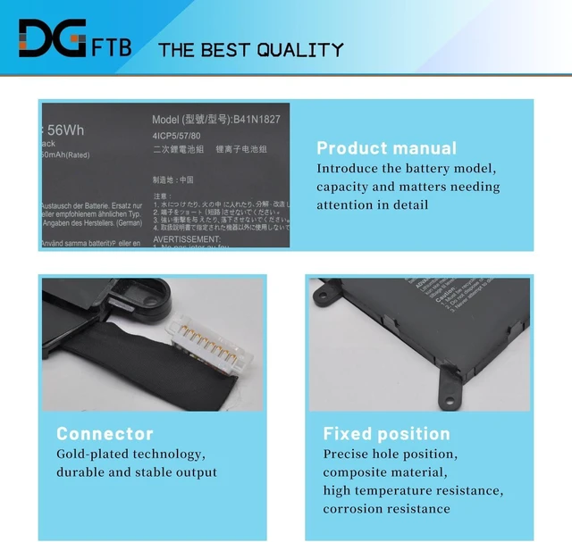 Alt view image 9 of 14 - DGFTB B41N1827 New Laptop Battery for Asus ZenBook Flip 15 UX562 UX562F UX562FA UX562IA UX562FD UX562IQ UX562UG Q526 Q526F Q526FA Q526FAC Q507 Q507I Q507IQ UM562 UM562IQ B41BmE1 (15.36V 56Wh/3653mAh)