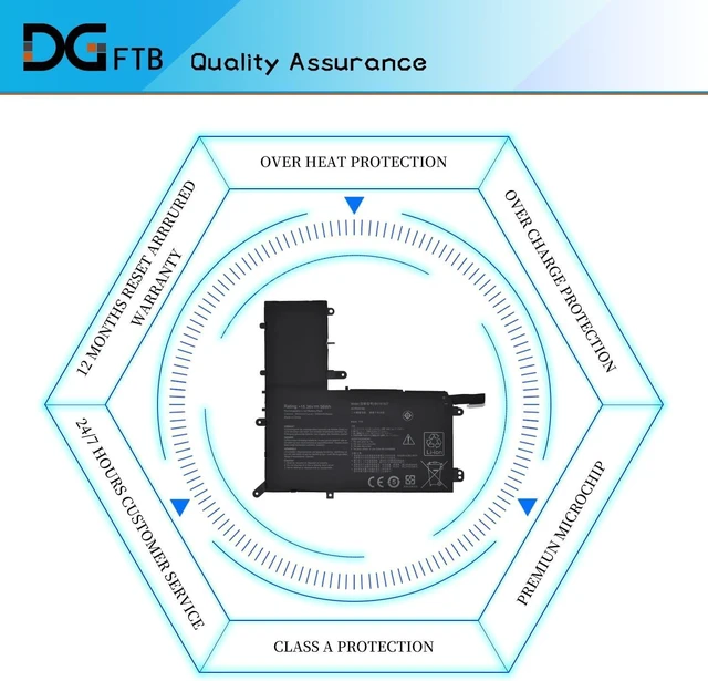 Alt view image 13 of 14 - DGFTB B41N1827 New Laptop Battery for Asus ZenBook Flip 15 UX562 UX562F UX562FA UX562IA UX562FD UX562IQ UX562UG Q526 Q526F Q526FA Q526FAC Q507 Q507I Q507IQ UM562 UM562IQ B41BmE1 (15.36V 56Wh/3653mAh)