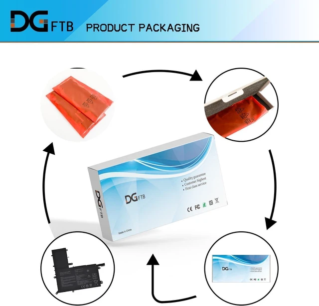 Alt view image 14 of 14 - DGFTB B41N1827 New Laptop Battery for Asus ZenBook Flip 15 UX562 UX562F UX562FA UX562IA UX562FD UX562IQ UX562UG Q526 Q526F Q526FA Q526FAC Q507 Q507I Q507IQ UM562 UM562IQ B41BmE1 (15.36V 56Wh/3653mAh)