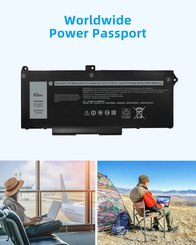 Alt view image 13 of 14 - 63Wh RJ40G 4-Cell Laptop Battery Replacement for Dell Latitude 15 5520 Latitude 14 5420 Precision 15 3560 Series M033W 01K2CF 075X16 15.2V 3941mAh High Performance