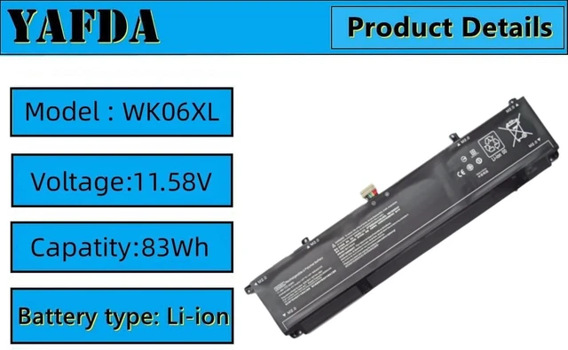 Alt view image 6 of 8 - WK06XL New Laptop Battery Replacement for HP Omen 16-b0000 16-b0000TX 16-C0000 Omen 7 Plus 17-ck0000 17T-17T-CK100 CTO Series HSTNN-WB0C HSTNN-OB2I M41640-CD1 M41711-005 M41640-AC1