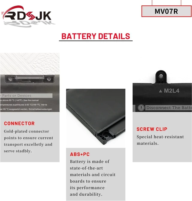 Alt view image 12 of 14 - RDSJK MV07R Laptop Battery for Dell G3 15 3500 3590 3700 3790 G5 5000 5590 5500 5505 SE 5505SE G7 7590 7790 Series JJRRD 0JJRRD 266J9 72WGV 072WGV W5W19 0W5W19 P89F MVO7R PN1VN M4GWP 15.2V 68Wh