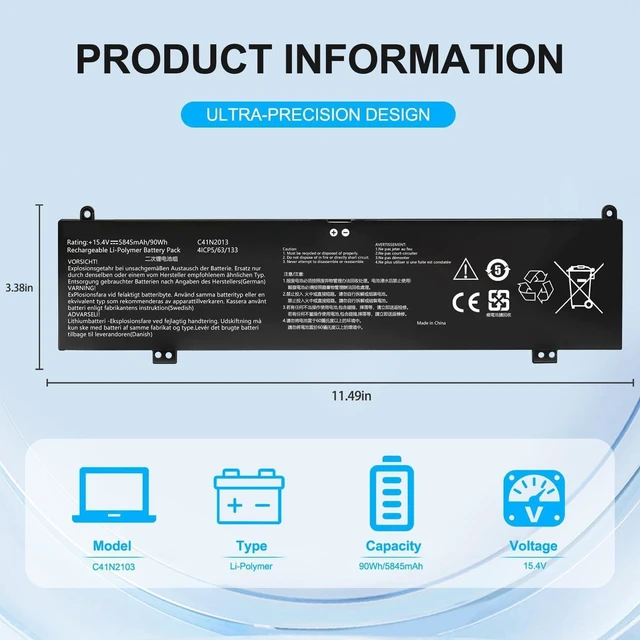 Alt view image 8 of 12 - C41N2013 C41N2013-1 Battery Replacement for ASUS ROG Strix G15 G513 G513IM G513QM G17 G713 G713QM 15 G533 G533QR 17 G733 Zephyrus GA503 GA503RM M16 GU603 TUF A15 FA507 A17 FA707