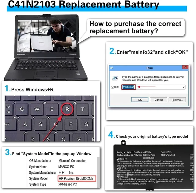Alt view image 11 of 12 - C41N2013 C41N2013-1 Battery Replacement for ASUS ROG Strix G15 G513 G513IM G513QM G17 G713 G713QM 15 G533 G533QR 17 G733 Zephyrus GA503 GA503RM M16 GU603 TUF A15 FA507 A17 FA707