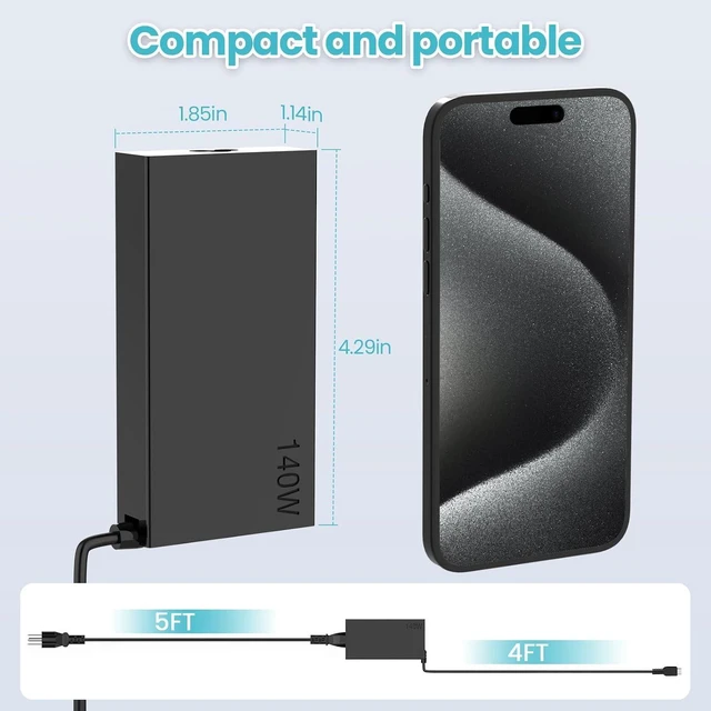 Alt view image 8 of 8 - 140W USB C Charger for Lenovo Legion Pro 5/7/9 Slim 5/7 Yoga Pro 7 9 9i