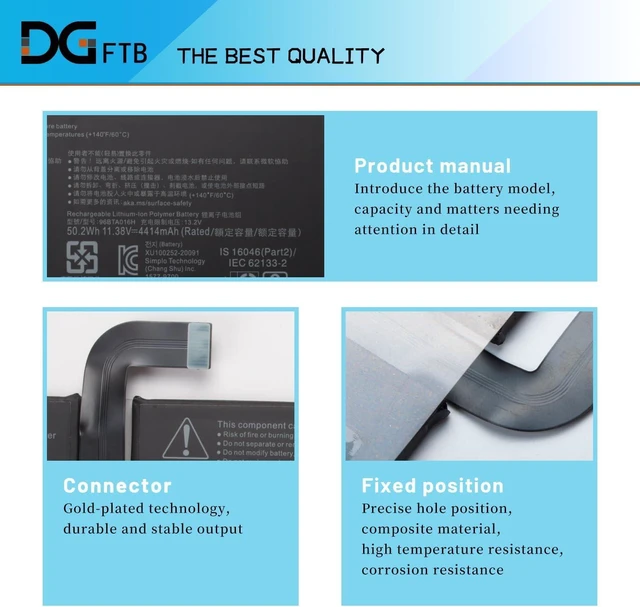 Alt view image 9 of 14 - DGFTB 96BTA016H 96BTA015H DYNC01 New Battery Replacement for Microsoft Surface Pro 8 1983 1982 (2021 Release) Series 11.38V 50.2Wh/4414mAh