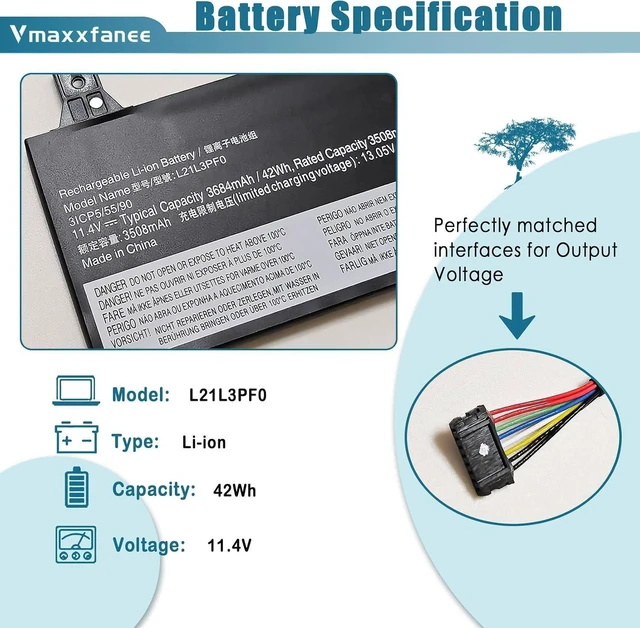 Alt view image 9 of 14 - L21L3PF0 L21M3PF0 L21D3PF0 L21M3PF1 L21C3PF0 Laptop Battery for Lenovo IdeaPad 1-14ALC7 14IGL7 14IJL7 14IAU7 14ADA7 14AMN7 1-15ADA7 15IAU7 15ALC7 15IGL7 15IJL7 15AMN7 15IRU7 V15 G2-ITL G2ITL Series