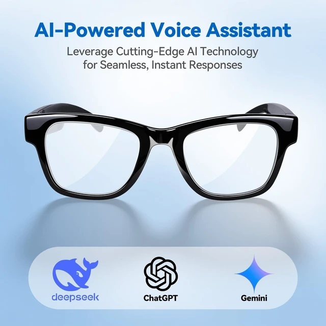 Alt view image 9 of 14 - KWENUN AI Smart Glasses with ChatGPT Bluetooth, Real-Time Translation, Music & Hands-Free Calls, Photochromic Lenses, UV & Blue Light Protection for Men & Women