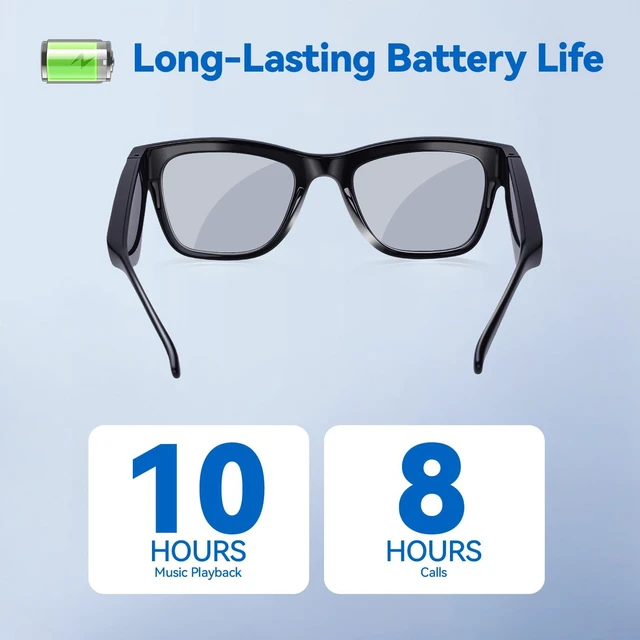 Alt view image 11 of 14 - KWENUN AI Smart Glasses with ChatGPT Bluetooth, Real-Time Translation, Music & Hands-Free Calls, Photochromic Lenses, UV & Blue Light Protection for Men & Women