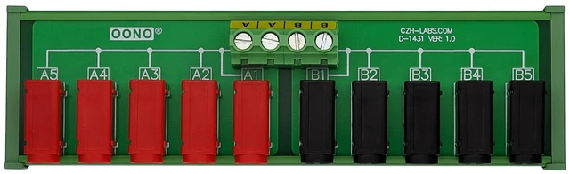 Alt view image 6 of 10 - Banana Jack 2x5 Position Distribution Module, DC Power Strip Horizontal (DIN Rail Mount)