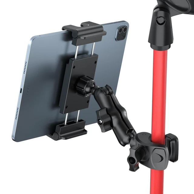 Alt view image 6 of 10 - PLDHPRO Tablet Holder for Mic Stand 360 Swivel iPad Music Stand Mount for Microphone with Clamp, Musicians Stage Portable Stands Guitar Tripod Accessories Compatible 5.1-15.6'' Devices