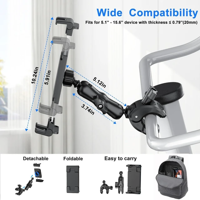 Alt view image 10 of 10 - PLDHPRO Tablet Holder for Mic Stand 360 Swivel iPad Music Stand Mount for Microphone with Clamp, Musicians Stage Portable Stands Guitar Tripod Accessories Compatible 5.1-15.6'' Devices
