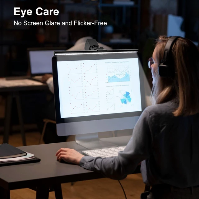 Alt view image 7 of 10 - Computer Monitor Lamp, Screen Light Bar Eye Caring, Keyboard Lamp with Clamp/Adjustable Brightness and 3 Color Temperature/No Screen Glare/Space Saving/USB Powered/for Home&Office-40cm