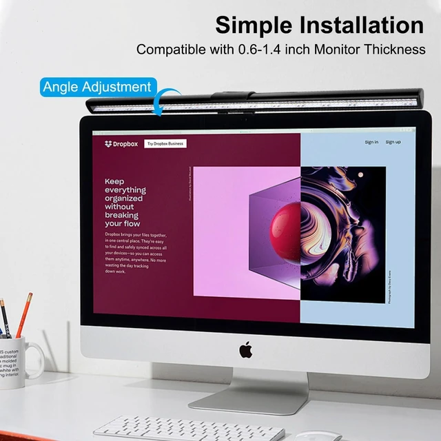 Alt view image 10 of 10 - Computer Monitor Lamp, Screen Light Bar Eye Caring, Keyboard Lamp with Clamp/Adjustable Brightness and 3 Color Temperature/No Screen Glare/Space Saving/USB Powered/for Home&Office-40cm