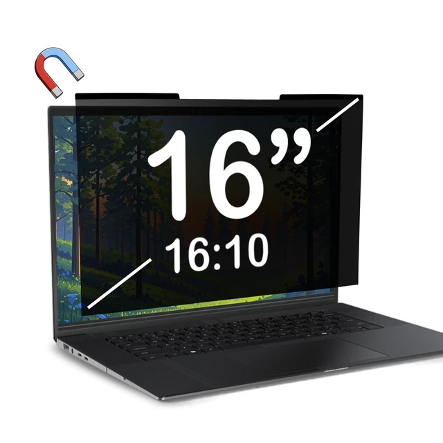 Alt view image 6 of 10 - Dabernur Magnetic Laptop Privacy Screen 16 inch for 16:10 Computer Monitor, Removable Anti-Glare Screen Privacy Shield, Screen Filter and Protector for Laptop, Fits (WUXGA 19201200)
