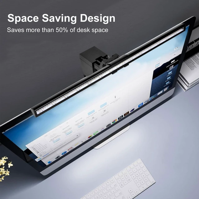 Alt view image 9 of 10 - Computer Monitor Lamp, Screen Light Bar Eye Caring, Keyboard Lamp with Clamp/Adjustable Brightness and 3 Color Temperature/No Screen Glare/Space Saving/USB Powered/for Home&Office-40cm