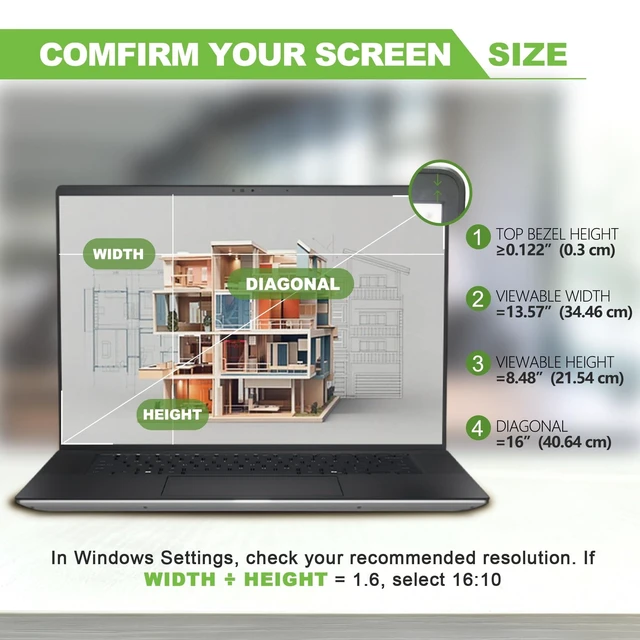 Alt view image 7 of 10 - Dabernur Magnetic Laptop Privacy Screen 16 inch for 16:10 Computer Monitor, Removable Anti-Glare Screen Privacy Shield, Screen Filter and Protector for Laptop, Fits (WUXGA 19201200)