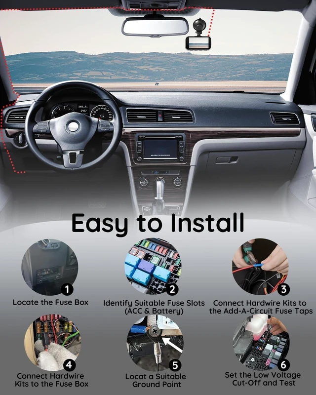 Alt view image 9 of 10 - Avylet 13.1ft Type-C Dash Cam Hardwire Kit with Low Voltage Protection for A1/A2/A8/Other Dash Camera with Type-C Port, 24H Parking Monitoring with Acc Functionality