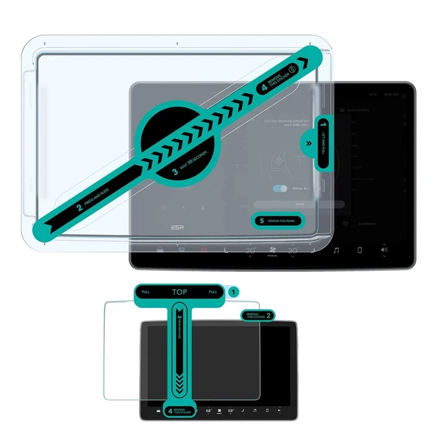 Alt view image 6 of 10 - ESR Tempered Glass Screen Protector for Tesla Model 3 2025/2024 Highland, 15.4'' Center Console and 8'' Rear Touchscreen Protection Set, 9H Glass Matte Film Accessories with Alignment Kit, Anti Glare