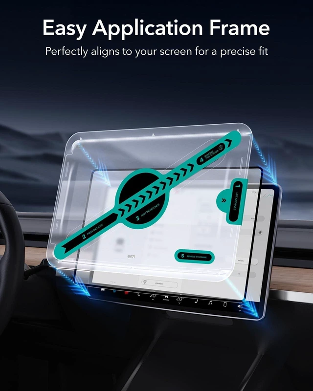Alt view image 8 of 10 - ESR Tempered Glass Screen Protector for Tesla Model 3 2025/2024 Highland, 15.4'' Center Console and 8'' Rear Touchscreen Protection Set, 9H Glass Matte Film Accessories with Alignment Kit, Anti Glare
