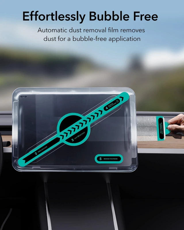 Alt view image 9 of 10 - ESR Tempered Glass Screen Protector for Tesla Model 3 2025/2024 Highland, 15.4'' Center Console and 8'' Rear Touchscreen Protection Set, 9H Glass Matte Film Accessories with Alignment Kit, Anti Glare