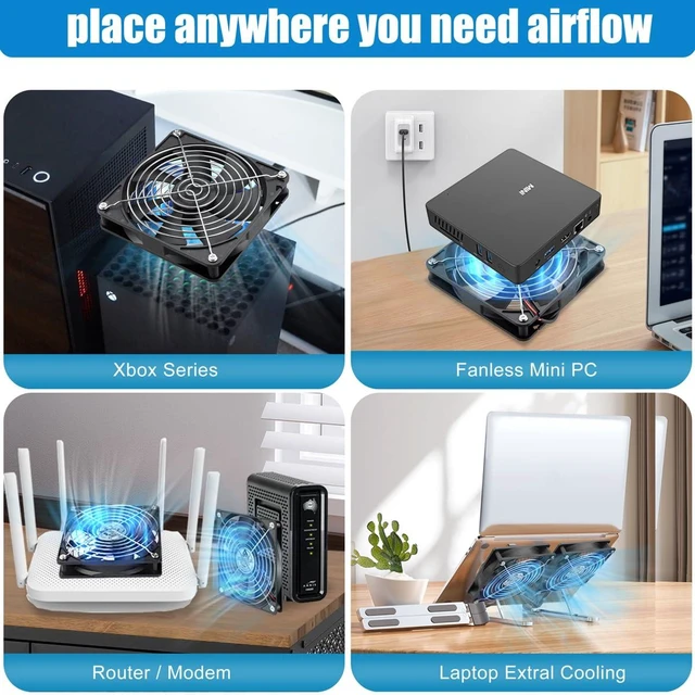 Alt view image 7 of 10 - GDSTIME Dual 140mm USB Fan with Speed Control, 5V Powered DC Brushless PC Computer Case Cooling Fans with 2 in 1 USB Cable for AV Receiver DVR PlayStation Computer Home Theater Cabinet Cooling