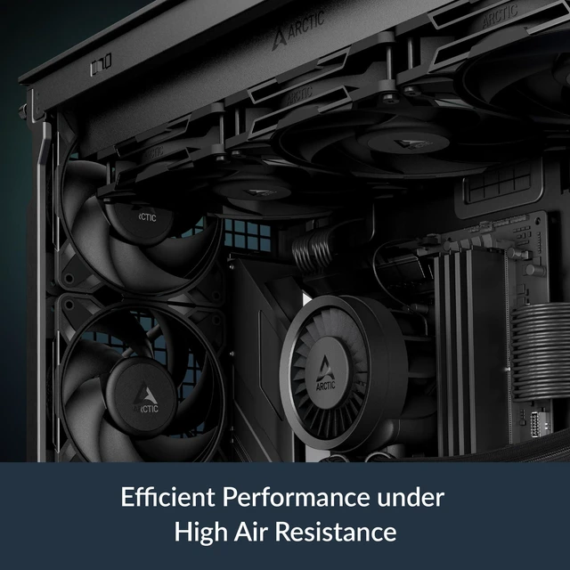 Alt view image 8 of 10 - ARCTIC P14 Pro PST, 5 Pack - Powerful Premium Fan, 140 mm PWM Fan with Y-Cable Splitter, 400-2500 RPM, 0 RPM <5% PWM, Fluid Dynamic Bearing, 4-Pin - Black
