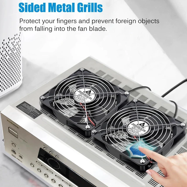 Alt view image 9 of 10 - GDSTIME Dual 140mm USB Fan with Speed Control, 5V Powered DC Brushless PC Computer Case Cooling Fans with 2 in 1 USB Cable for AV Receiver DVR PlayStation Computer Home Theater Cabinet Cooling