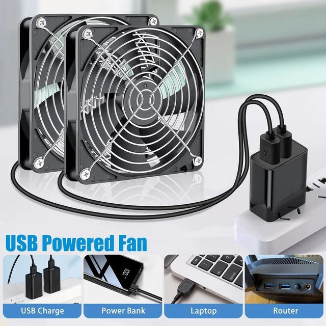 Alt view image 10 of 10 - GDSTIME Dual 140mm USB Fan with Speed Control, 5V Powered DC Brushless PC Computer Case Cooling Fans with 2 in 1 USB Cable for AV Receiver DVR PlayStation Computer Home Theater Cabinet Cooling