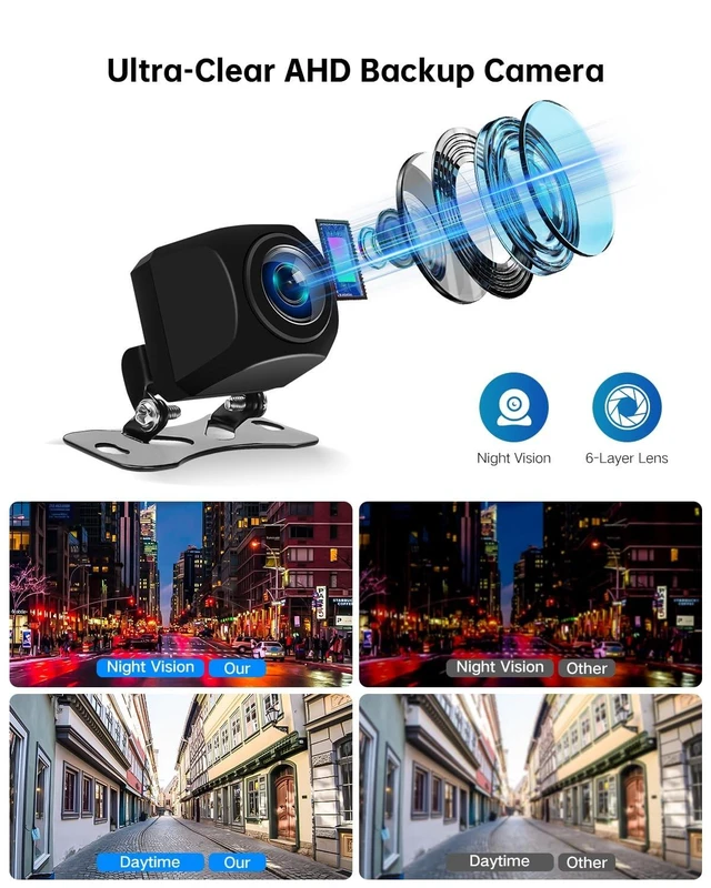 Alt view image 8 of 10 - ViaBecs AHD 1920 x 1080P Backup Camera for Car, HD Night Vision Reverse Camera 170 Wide Angle, IP69 Waterproof Rear View Camera with CVBS Switch, for SUV Truck Pickup RV