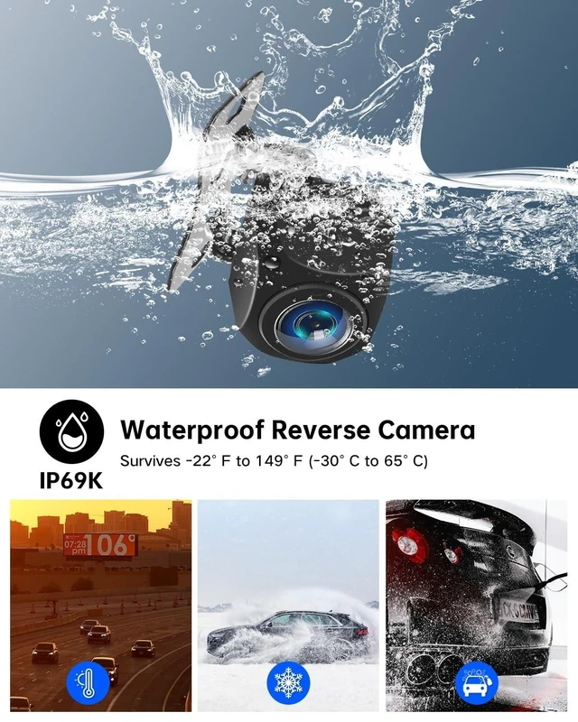 Alt view image 9 of 10 - ViaBecs AHD 1920 x 1080P Backup Camera for Car, HD Night Vision Reverse Camera 170 Wide Angle, IP69 Waterproof Rear View Camera with CVBS Switch, for SUV Truck Pickup RV