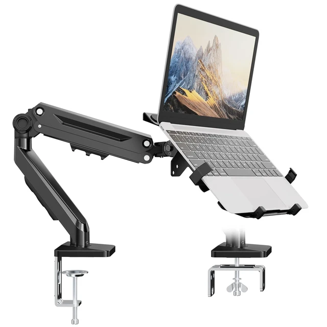 Alt view image 6 of 10 - PUTORSEN Laptop Arm Mount Desk - Fits Max 18" Notebook and 40" Computer Screen, 2-in-1 Monitor Mount with Adjustable Laptop Tray, Hold Up to 26.5lbs