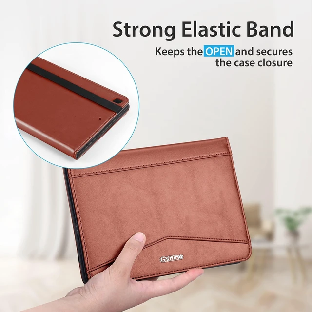 Alt view image 10 of 10 - Gshine Case for iPad 6th Generation, iPad 9.7 Case 5th Generation 2018/2017, Full-Body Protective Rugged Shockproof Case with Built-in Handstrap & Apple Pencil Holder,Auto Sleep/Wake- Brown