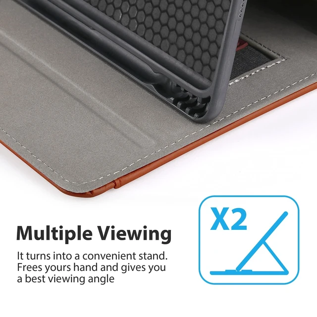 Alt view image 9 of 10 - Gshine Case for iPad 6th Generation, iPad 9.7 Case 5th Generation 2018/2017, Full-Body Protective Rugged Shockproof Case with Built-in Handstrap & Apple Pencil Holder,Auto Sleep/Wake- Brown