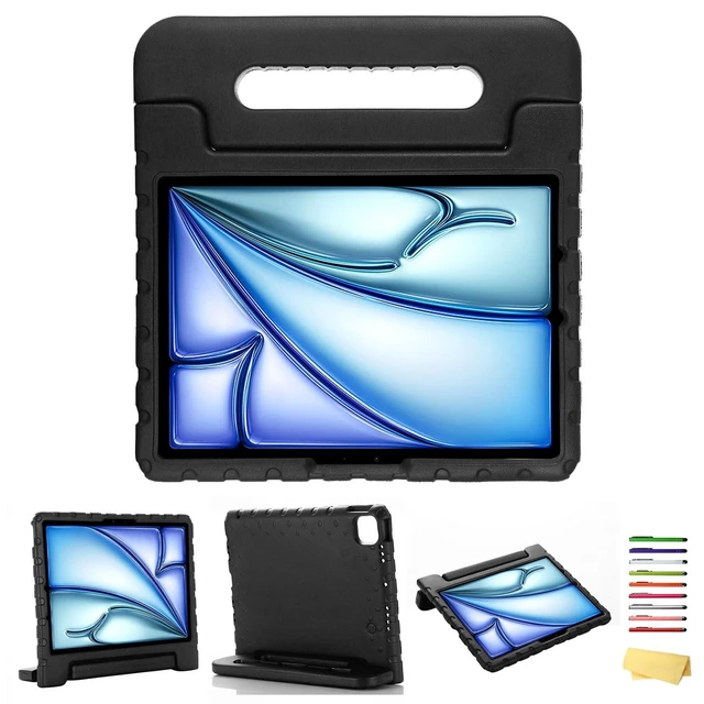 Alt view image 6 of 10 - UUcovers Kids Case for iPad Pro 11 inch M5/M4 (2025/2024) with Pencil Holder/Convertible Handle Stand Shockproof Slim Lightweight Cute Soft EVA Heavy Duty Rugged Kickstand Cover for Children, Black