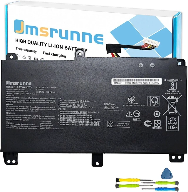 Alt view image 8 of 14 - 48Wh B31N1726 Laptop Battery Replacement for ASUS ROG Strix G531 G531GT G531GT-BI7N6 Series G15 G512 G512LI Series 11.4VLong Line