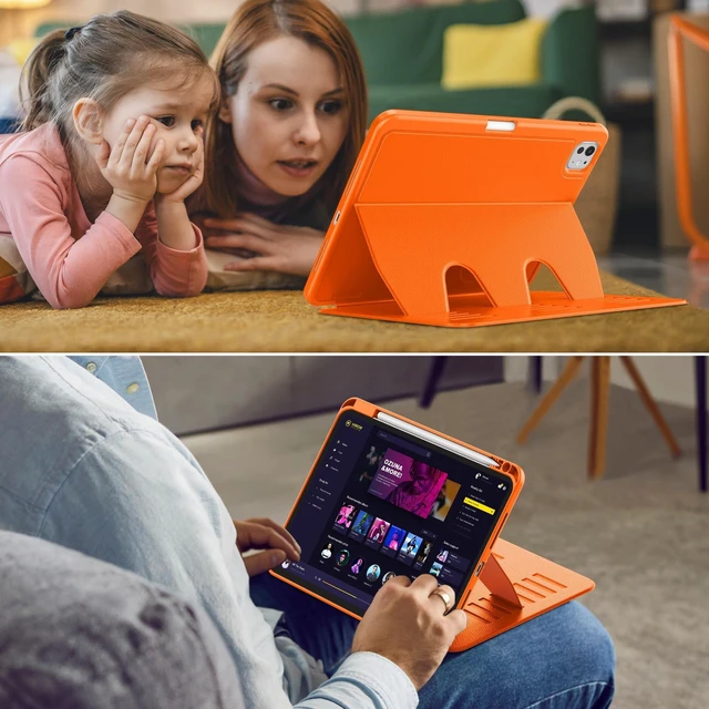 Alt view image 8 of 10 - VIKESI Case for iPad Pro 11 inch (M5/M4) 2025/2024,Multiple Angles Magnetic Stand Cover,Shockproof Back,Pencil Holder,and Auto Sleep/Wake,Orange