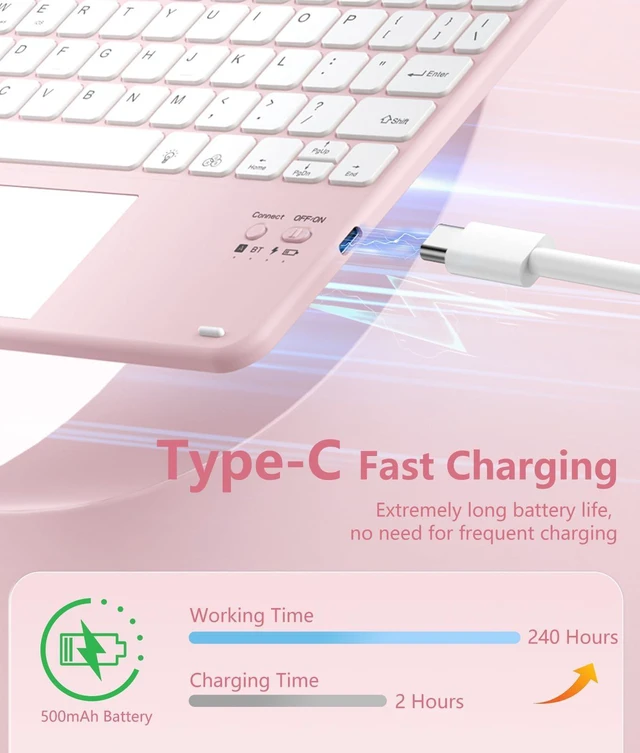 Alt view image 10 of 14 - for iPad Air 11 Inch Case with Keyboard M4/M3/M2 - Multi-Touch Trackpad, 7 Colors Backlit, Magnetic Stain Proof Folio Cover for iPad Air 5/4th Generation & Pro 11-in 4th 3rd 2nd 1st Gen, Pink