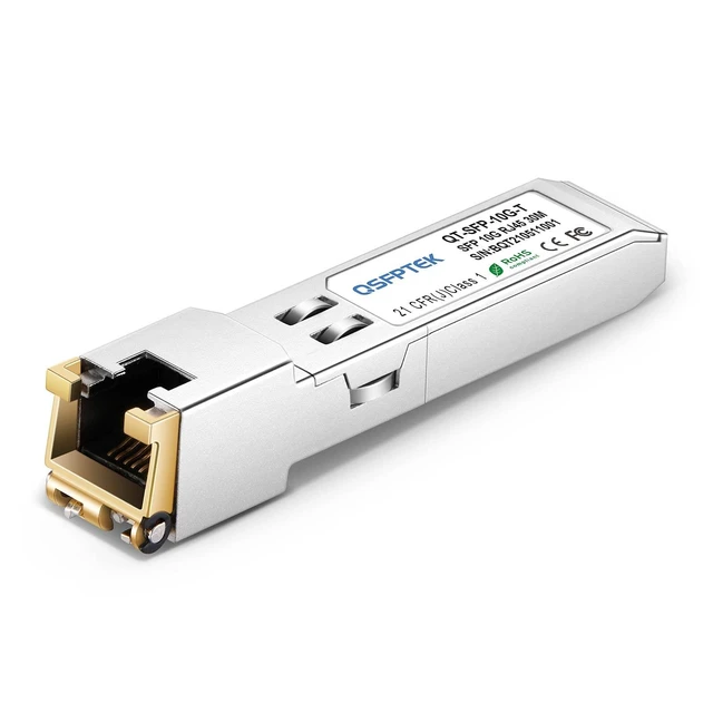 Alt view image 6 of 10 - QSFPTEK 10GBASE-T SFP+ to RJ45 Module, 10Gb Copper RJ-45, Mini gbic SFP to Ethernet Network Optical Copper Transceiver Compatible with Dell GP-10GSFP-T, up to 30m