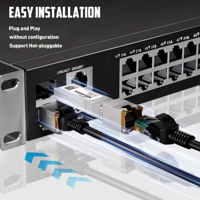 Alt view image 9 of 10 - NataLink 10Gb SFP+ to RJ45 Transceiver, 10Gbase-T Copper SFP to Ethernet Module Support 10G/2.5G/1.25G for Cisco/Ubiquit/TP-Link/Netgear/D-Link/Mikrotik/Brocade/Broadcom/and More (1-Pack, 30M)