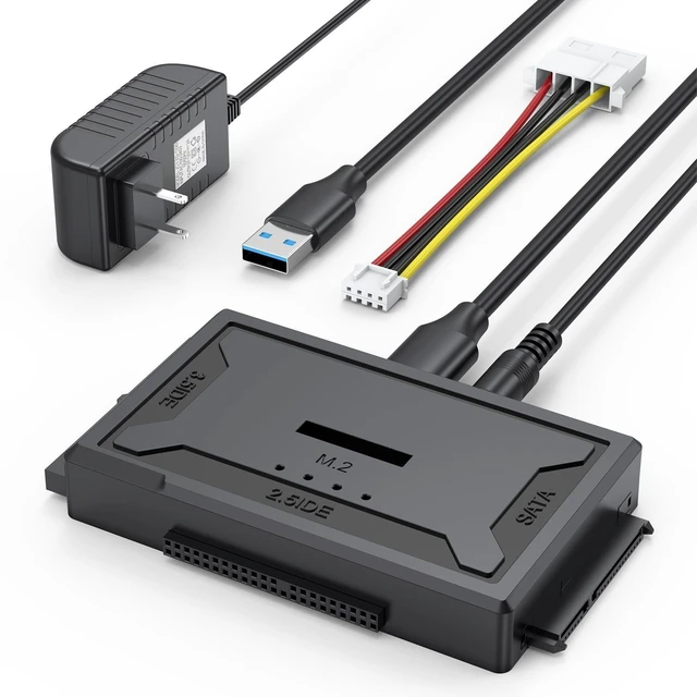 Alt view image 6 of 10 - Hard Drive Reader 4-in-1, M.2 SATA IDE to USB Docking Station, 10Gbps NVME Dock, Computer Ultra Data Retrieval Kit with 12V/2A Power Adapter for Internal M.2 2.5" 3.5" PATA HDD SSD Blu-ray Drive